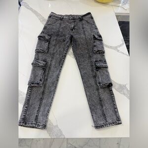 SHEIN Black Straight Leg Cargo Jeans